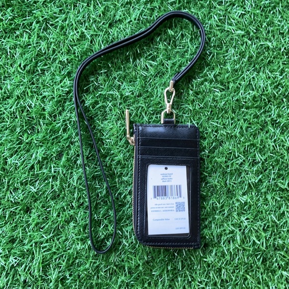 New KATE SPADE Staci Black Leather Card Case Lanyard WLR00139 $99 - Picture 6 of 16